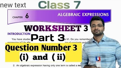 D.A.V. Math | Class 7 | Ch-6 | Algebraic_Expression | Worksheet 3 | Q.No.3)i&ii | Art Of Mathematica