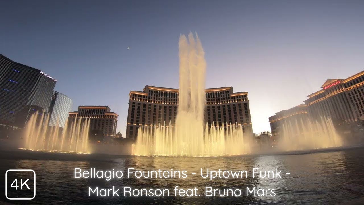 Bellagio Fountains - Uptown Funk - Mark Ronson feat. Bruno Mars (Dusk, High Wind)