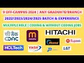 9 Off Campus Hiring | 2023/2024/2025 batch&amp; Experience | Any Graduate