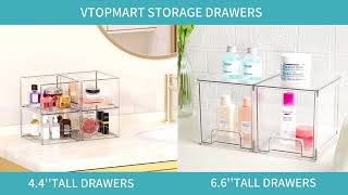 4 Pack Acrylic Qtip Holder Set– Clear Bathroom Organizer for Cotton Swabs, Pads, Balls & Floss Picks