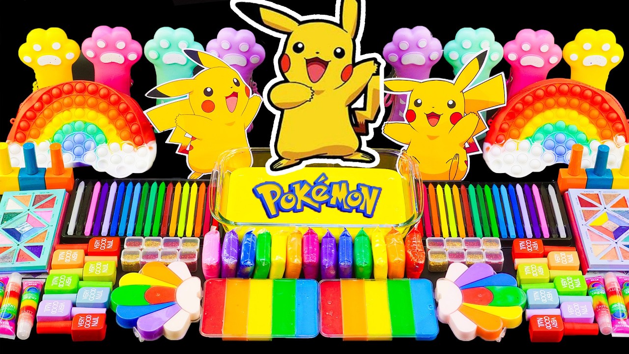 ⚡ Slime ASMR DIY Ultra Satisfaisant 💄 Mélange de Slime Pikachu Mignon avec Maquillage & Paillettes