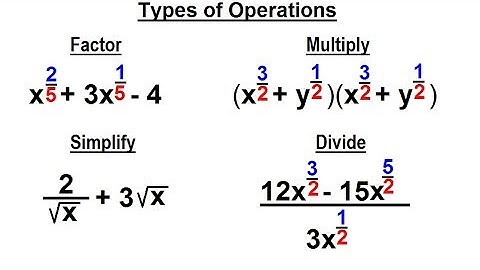 Algebra - Ch. 19: Rational Exponents Algebra (1 of 16) Types of Operations