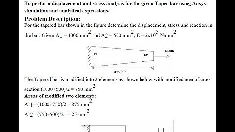 Dip. EX 05 : Stress ,Deformation & Reaction Analysis of Tapered Bar - ANSYS Tutorial
