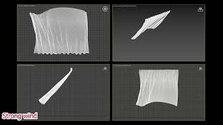 Wireframe - Animated Curtain Blowing in the Wind - Strong wind
