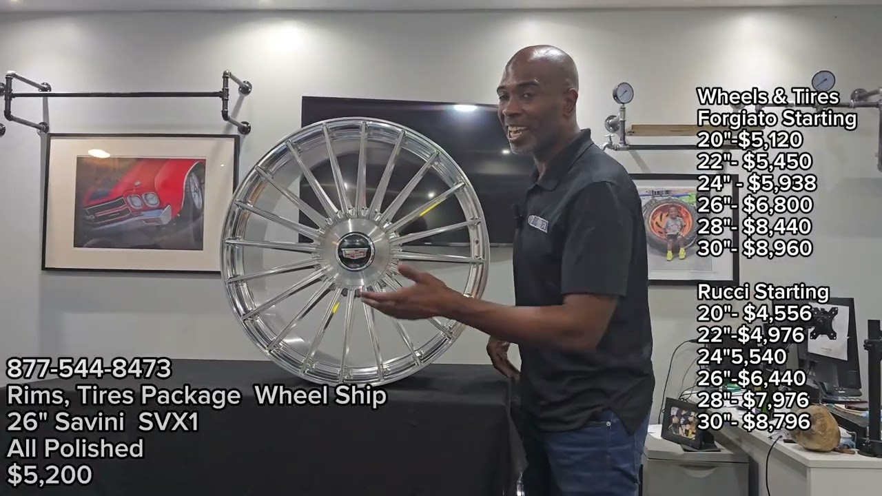 26 Inch Savini SVX1 All Polished Wheels Rims Tires Package We Ship 877-544-8473 Custom Floating Cap