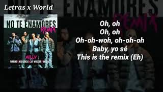 Farruko, Milly, jay Wheeler, Nio García & Amenazzy - No Te Enamores Remix ( Vídeo Letra )