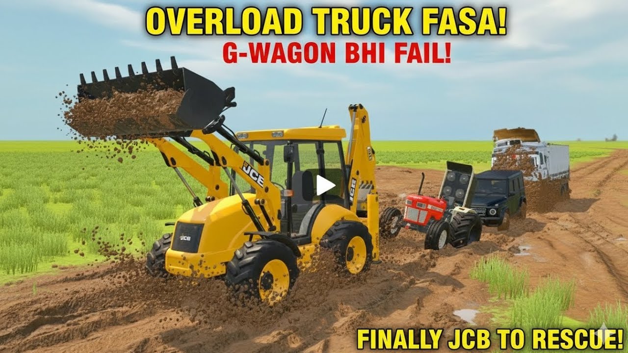 OVERLOAD Truck Fasa🤯G-Wagon & Tractor 🚜 Hue Fail... Finally JCB To Rescue!🚧|Kichad Mein Truck Rescue
