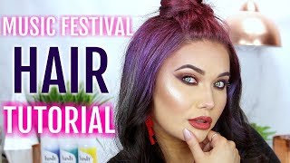 Music Festival Hair Tutorial Giveaway Hush Prism Airbrush Spray Review