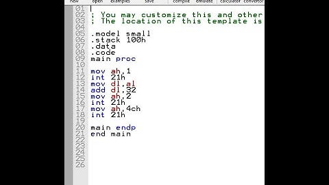capital letter to small letter converter assembly language emu8086