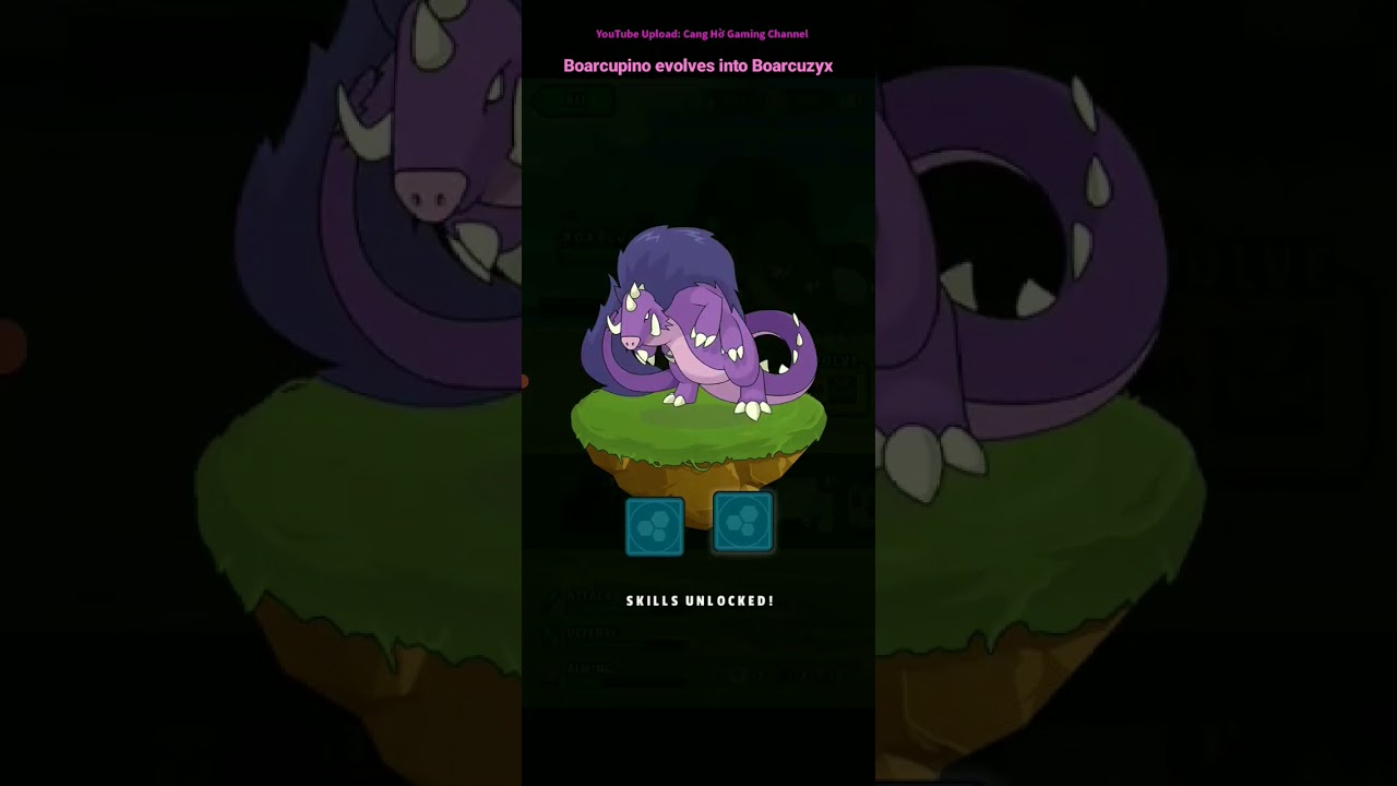 Dynamons Boarcupino evolves into Boarcuzyx 