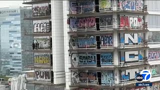 Graffiti-covered skyscrapers in downtown LA draw global attention
