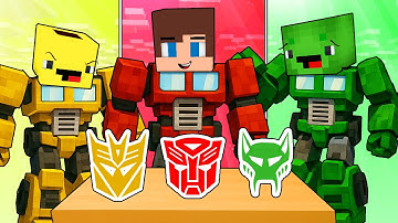 JJ Red vs Mikey Green vs Bananakid Yellow in RUSH All Transformers - Maizen Minecraft Animation