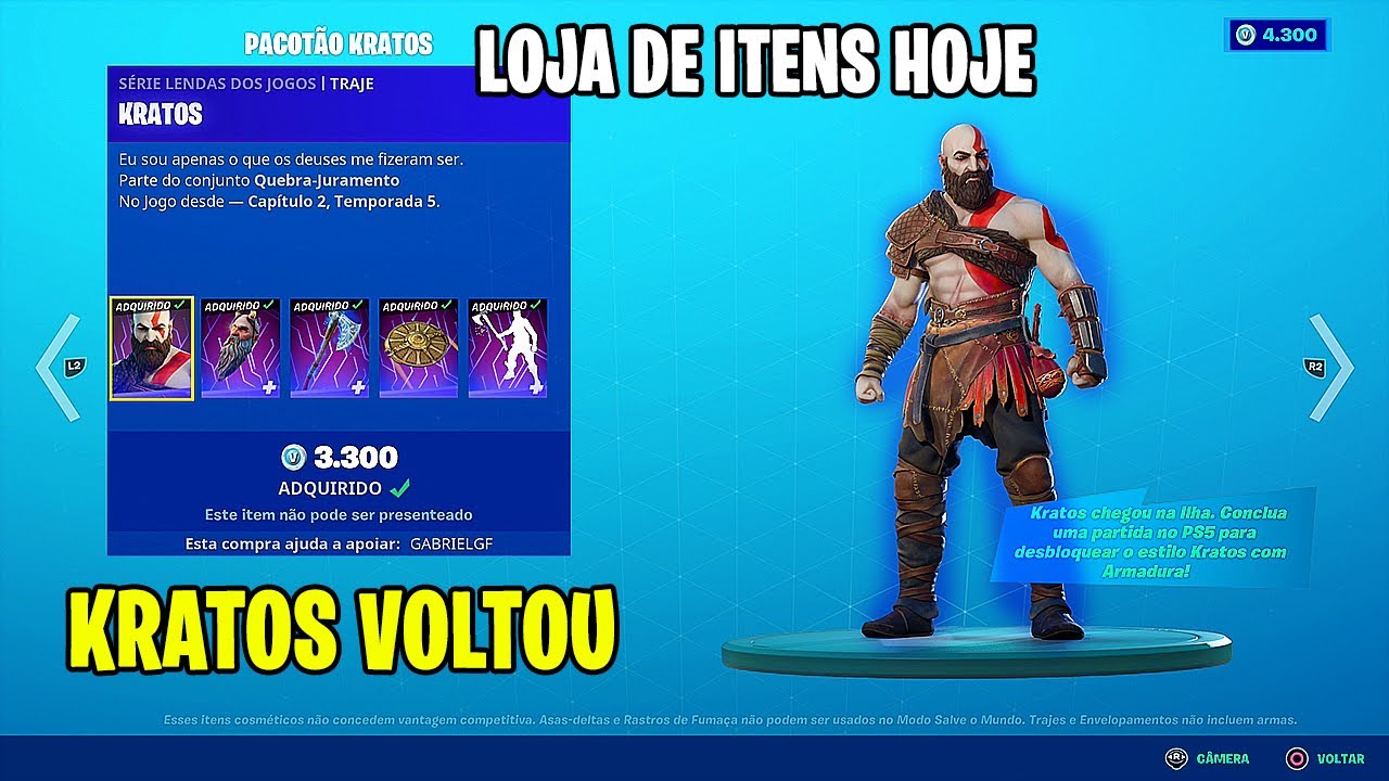 Kratos E Halo Loja De Itens Hoje 06 De Marco Fortnite Youtube