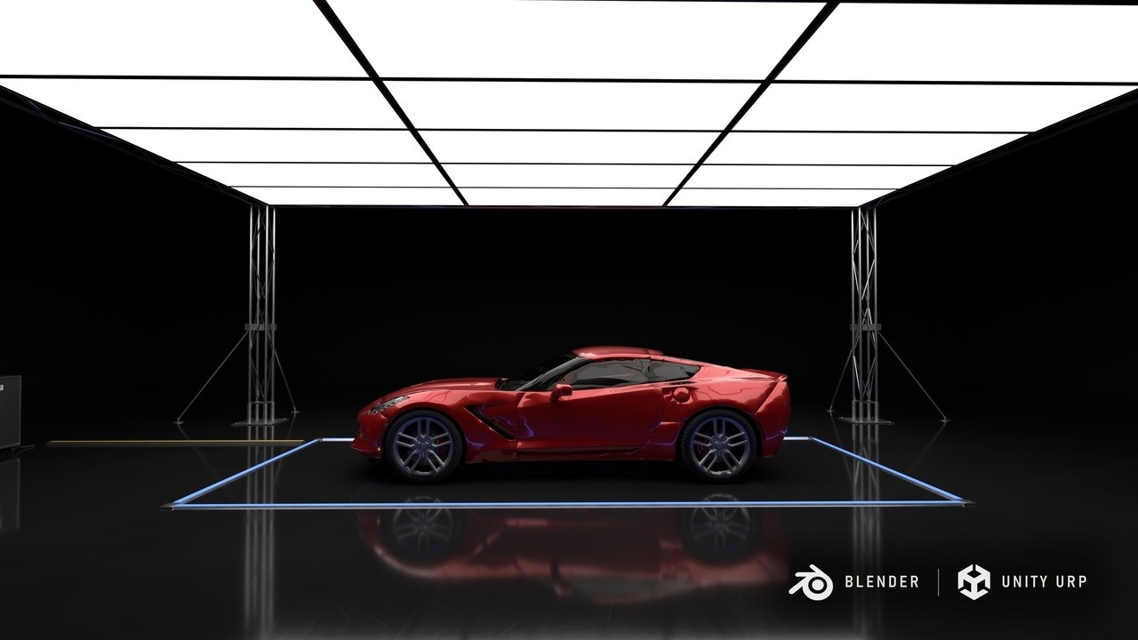 Car Showroom 3D Scene | Light Grid on a Truss Rig | Blender, FBX, Unity ...