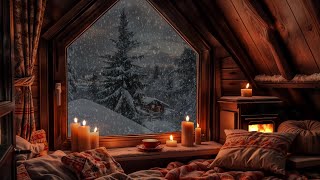 Cozy Winter Ambience by the Window for Reading with Warm Fireplace, Snowfall and Blizzard Sounds