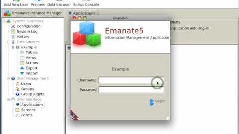 Emanate5 demo part 1 of 4 of rapid definition of web based code-less database applications