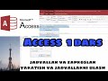 Access 1-dars... Ikkita jadval yaratish va ularni ulash. Ustunlar bo'yicha zapros yaratish. #access