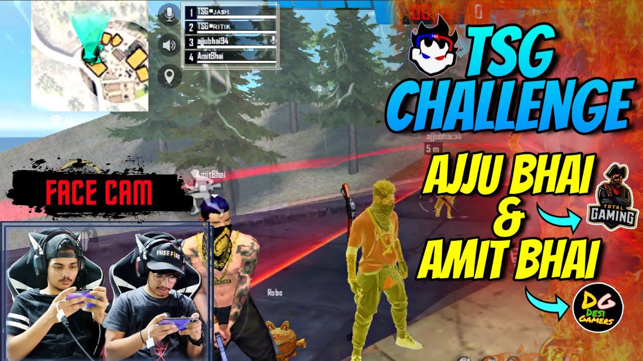 Free Fire Tsg Challenge To Ajju Bhai And Amit Bhai In Clash Squad Face Cam Youtube