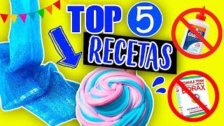 TOP 5 RECETAS SLIME 2 INGREDIENTES 🔥 Sin Pegamento, No Borax, Detergente, Solución