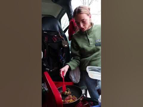 Cooking leftovers in my self converted van - YouTube