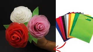 Shopping Bag Flower | How To Make Rose With Shopping Bag | Best Out of Waste
