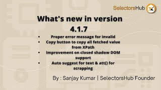 Famous What's new in SelectorsHub with 4.1.7 version? Wealth