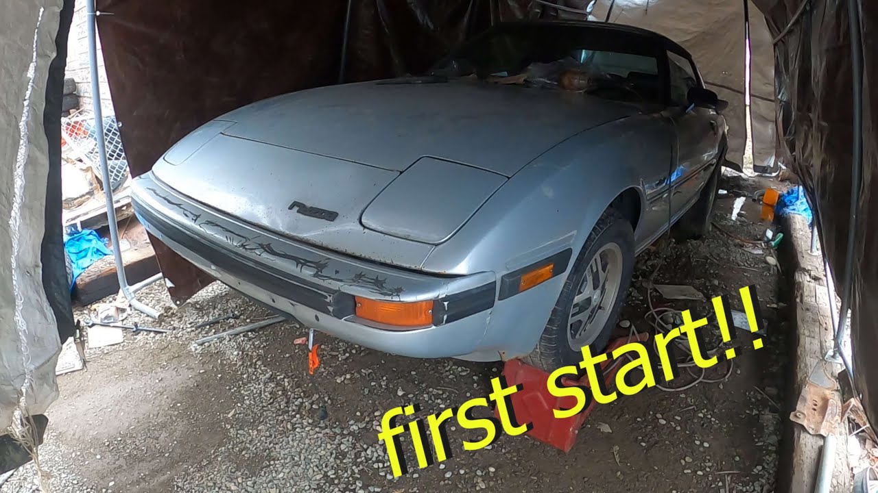 1983 Mazda RX 7 FIRST START in 14 years! Header Dump Exhaust for now ...