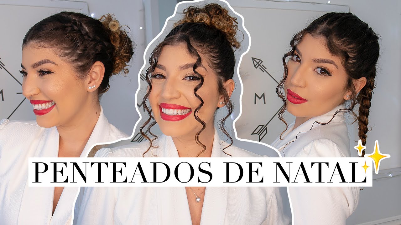 3 PENTEADOS PARA O NATAL *cabelo cacheado* | por Jessica Melo - YouTube