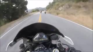 Crazy downhill race on a Harley. Must Watch very dangerous