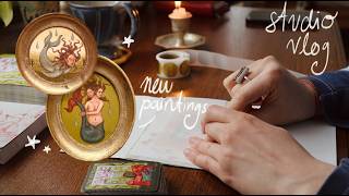 studio vlog ✷ zwei kleine gemälde malen, art snail mails einpacken und ein gemälde verkauft