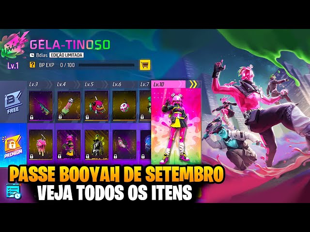 VAZOU!! SKINS DO PASSE BOOYAH SETEMBRO E OUTUBRO 2023, NOVOS EMOTES -  ATUALIZAÇÃO FREE FIRE 