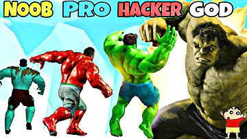 NOOB VS PRO VS HACKER VS GOD IN MONSTER EVOLUTION RUN WITH SHINCHAN & CHOP