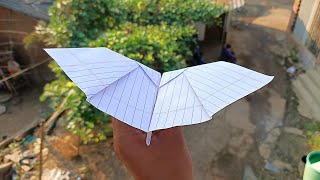 how to make paper bat (flapping), like butterfly, notebook paper flying bat, technokriart