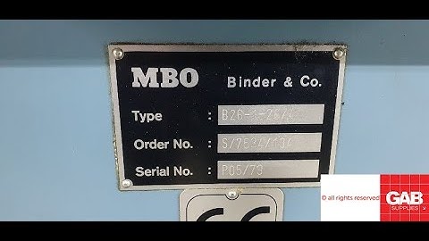 Mbo Folding   Used Mbo Folding   Available immediately   MBO B26 paper folder   Gab Supplies Ltd