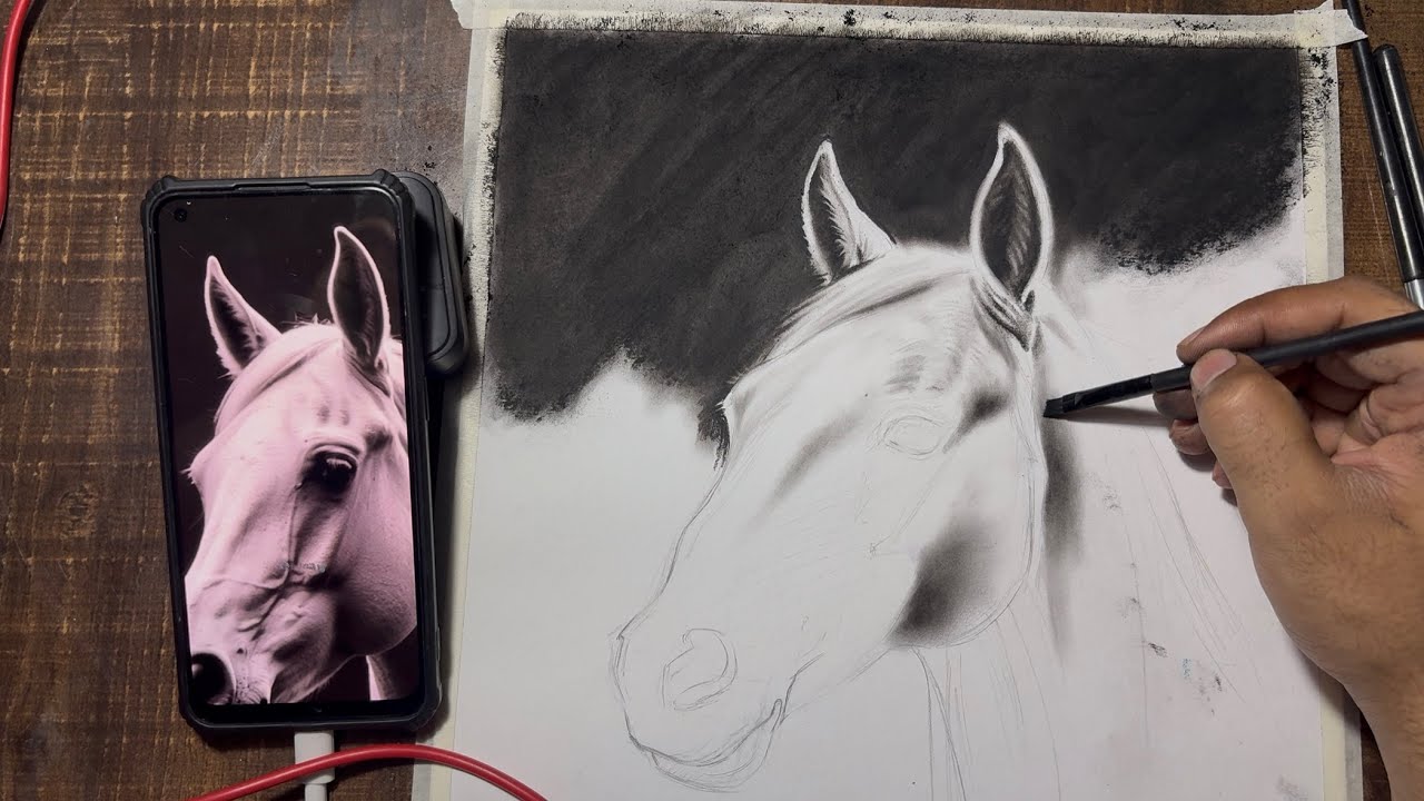 (Part-1)Learn charcoal Drawing ✍️ online/offline classes available 📲9354708282 (Delhi)Dwarka mor