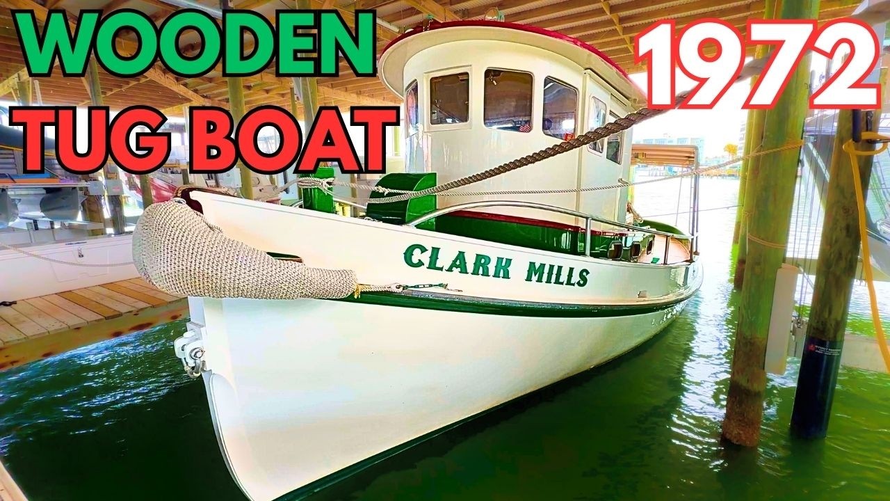 WOOD TUGBOAT! Built from 100 Year Old Florida Pine Clark Mills Custom $149K | HarborYachtTours