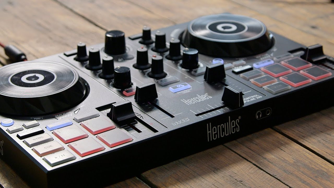 & Numark HF125 2-Deck DJ Controller, Beatmatch Guide, IMA, 8 Pads, integr. Soundkarte Schwarz professioneller DJ Kopfhörer mit 2m Kabel und 40 mm Lautsprechern Hercules DJControl Inpulse 200 