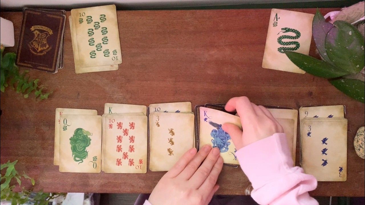 ASMR Solitaire Patience Card Game with Harry Potter Hogwarts Deck | There is an oopsy in this one
