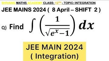 Q) Let Integration  ∫ 𝛼^(log_𝑒 4)  dx/√(e^x−1)=𝜋/6. Then e^𝛼 and e^(−𝛼) are  roots of the equation