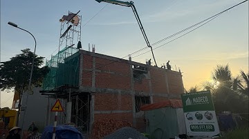 Hoàn thành đổ bê tông sàn lầu 2 - Công trình 5m x 19m tại Cần Giuộc, Tây Ninh 