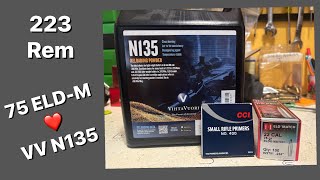 Hornady 75 ELD-M + VV N135 Test 223 Rem