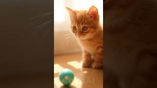 Curious Kitten Reaction to the Rolling Toy Is TOO Cute 😭🐾 #kitten #cutekitten #petvideo #adorable