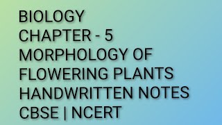 CHAPTER - 5 | MORPHOLOGY OF FLOWERING PLANT | BIOLOGY | CLASS 11 | HANDWRITTEN NOTES | NCERT | CBSE