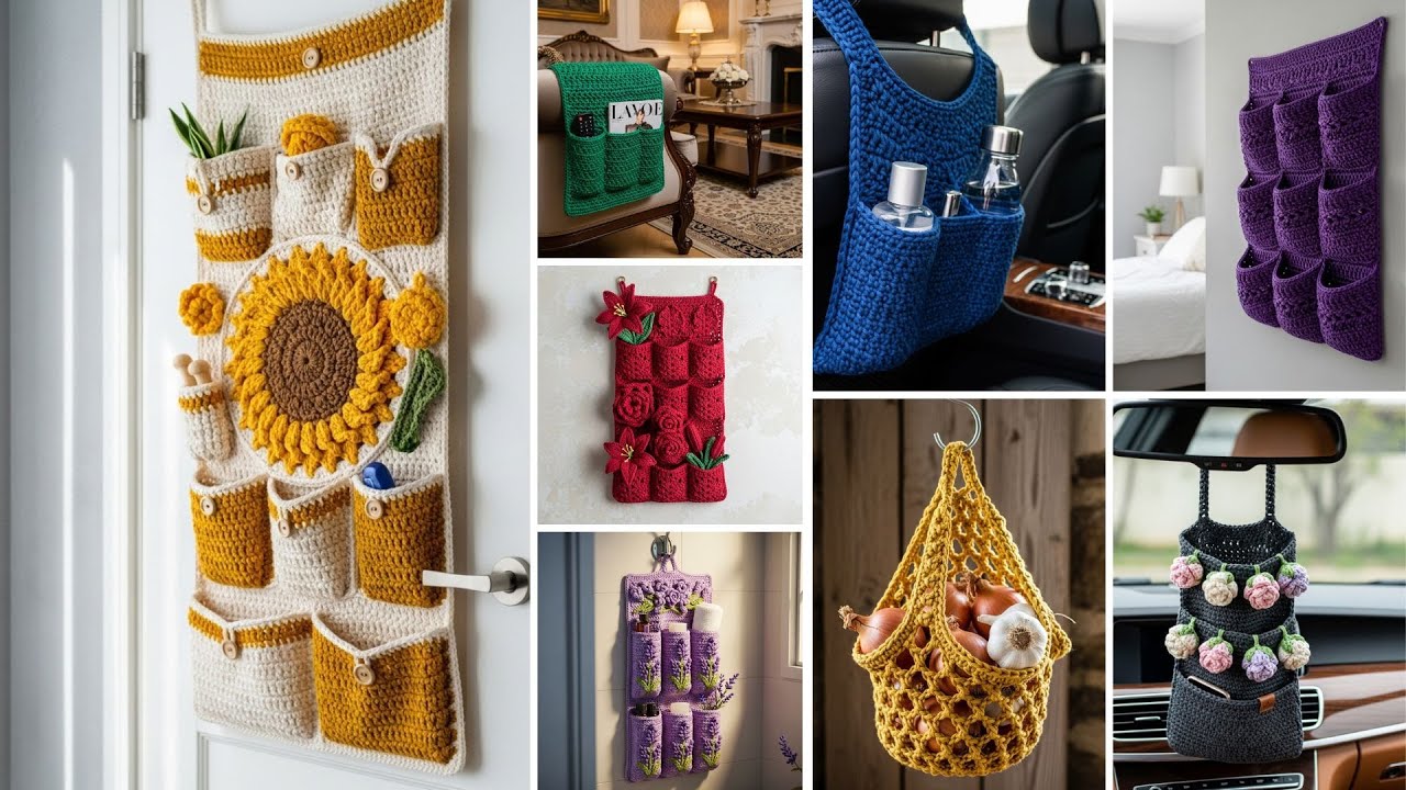 Подвесная органайзер для вязаных крючком изделий ручной работы | Идеи для организации пространств...