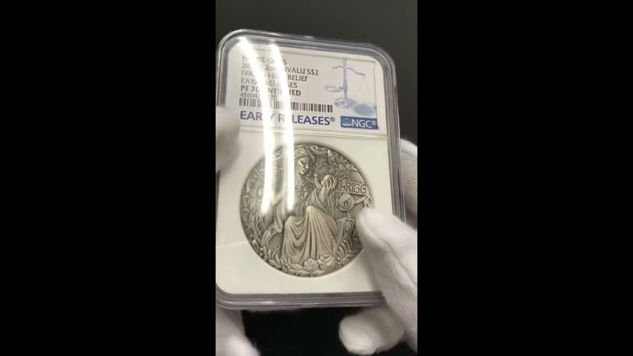 2017年 ツバル ヘル 2oz 銀貨 NGC PF70 アンティーク 2017 ツバル ハイリレーフ 北欧の女神 フリッグ 2ドル 銀貨 2
