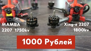 Тест лучших 6s моторов за 1000 рублей Xing-e 2207 1800kv vs MAMBA 2207 1750kv