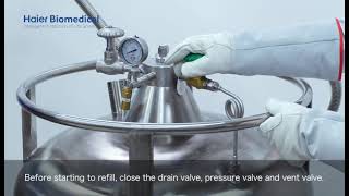How to fill a YDD container from a self pressurized container