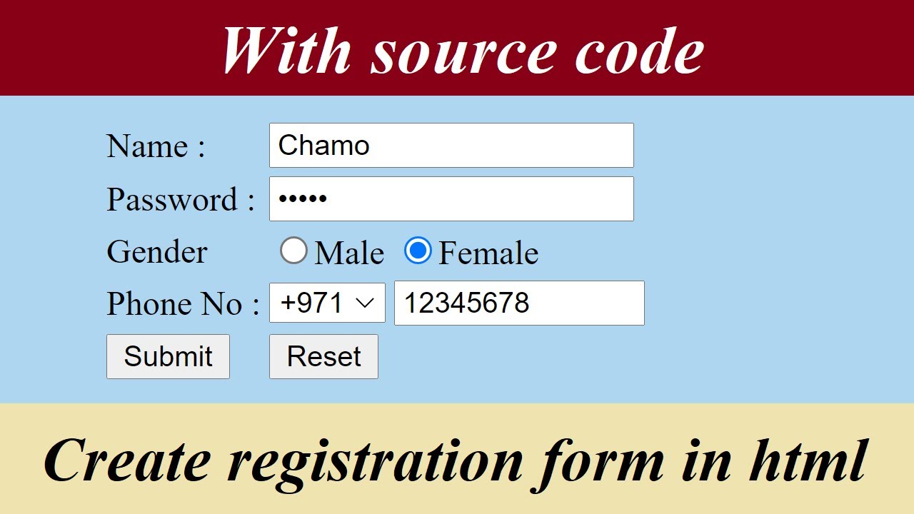 How to create registration form in html step by step with source code ...