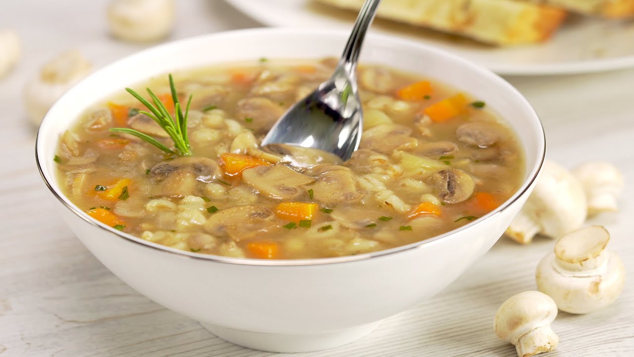 ⁣Mushroom Barley Soup. Recipe by Always Yummy!