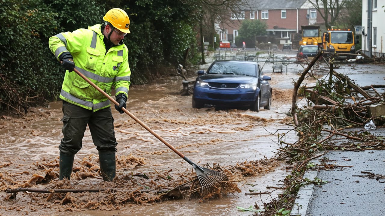 Unclogging the Flow Storm Drain Work During Street Flooding - YouTube